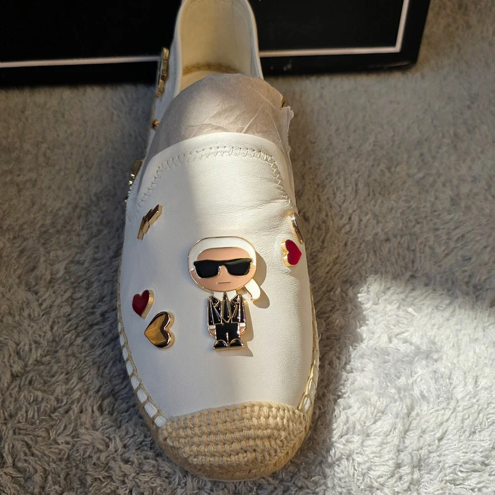 Karl Lagerfeld Womens MICHAELA Metal Embellished Espadrilles Shoes Sz‎ 10 NIB